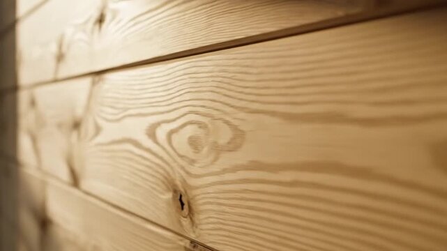 Cinematic Horizontal Light Wooden Panels Texture Showing Natural Knots Grain Surface in High Resolution Slow Motion Background for Organic Interior Design Material Aesthetic