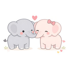 Fototapeta premium pink elephant with boy friend elephant, Generative AI