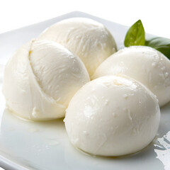 Buffalo mozzarella cheese isolated on transparent background