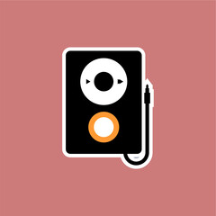 Flat Design Speaker Icon with Audio Cable