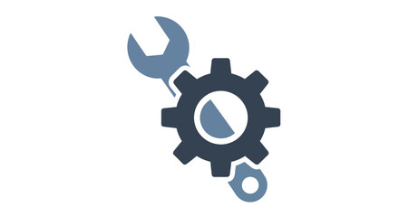 Mechanical gear and wrench illustration for development settings configuration graphic