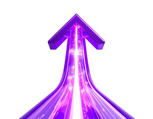 Glowing purple arrow ascends through a tunnel of light