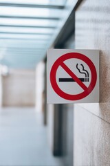 No smoking sign on wall in modern indoor setting