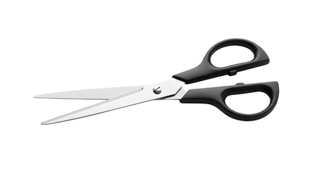 Open Black Handle Silver Blade Scissors Isolated on White Background