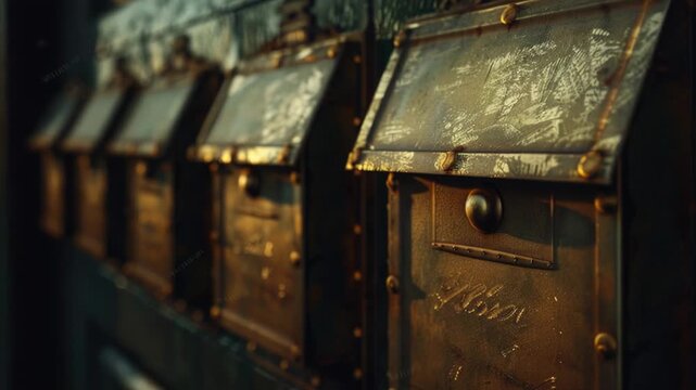 Video A row of mailboxes situated next to each other, awaiting delivery