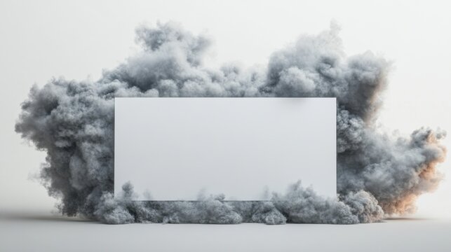 White Panel Exploded Dark Smoke Burst