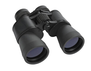 Black optical binoculars with large lenses and adjustable focus