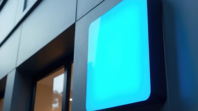 Video A blue sign is attached to the side of a building, providing directions or information