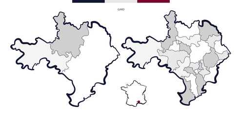 D&eacute;partement et cantons du Gard - Occitanie (France)	
