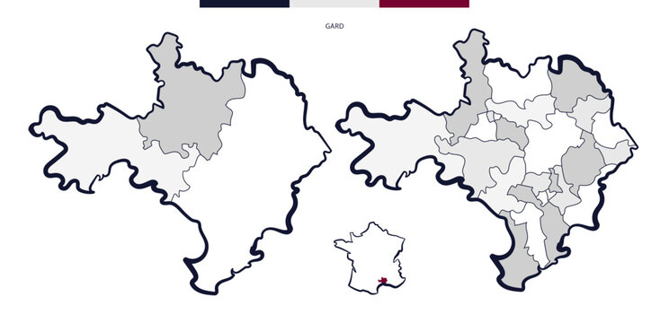 D&eacute;partement et cantons du Gard - Occitanie (France)	
