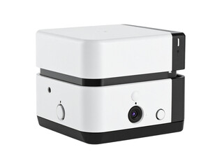 Fototapeta premium Compact, dual-layer electronic device with camera, buttons, and lens