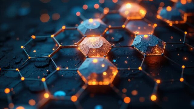 Video Close-up view of a collection of hexagons arranged on a flat surface
