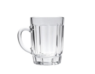 Clear glass mug with ribbed sides and thick base