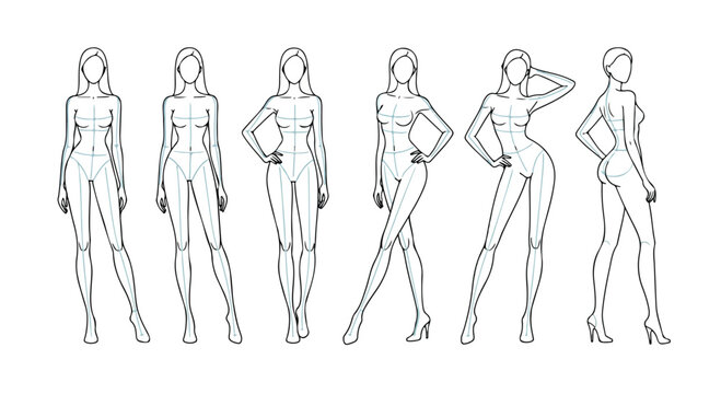 Fashion Croquis Template Set with Female Body Poses