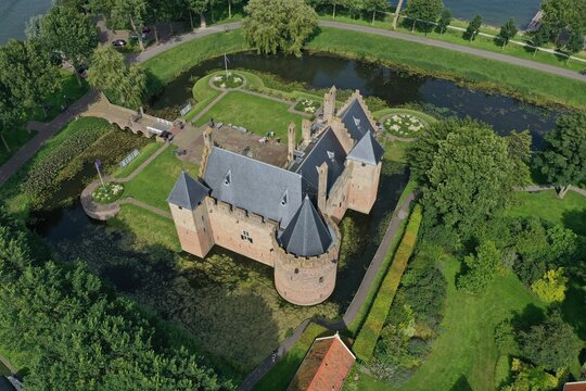 Drone photo of Radboud Castle Medemblik, Late-13th-century castle with a moatdefault