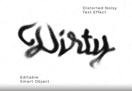 Black Distorted Noisy Glitch Text Effect Grunge Script Font