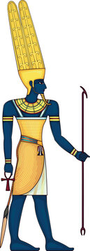 Amun .Egyptian ancient symbol. Isolated figure of ancient egypt deities.Religion icon.Culture.Design element.