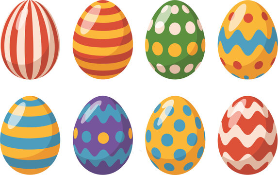 3D Easter Egg Icon Set Colorful Spring Holiday Vector