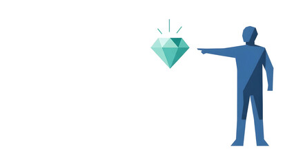 リーダーシップと未来ビジョンを象徴するフラットデザインイラスト。戦略的経営判断、DX推進、パーパス経営、目標達成のコンセプト。左側に広いコピースペース。