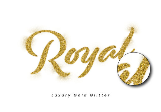 Gold Royal Luxury Glitter Text Effect Dust Sparkle Script Font
