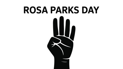 Fototapeta premium rosa parks day awareness illustration with raised fist symbol isolated on white background for civil rights, equality and social justice concept