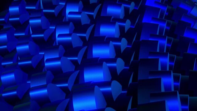 3d background objects pattern of blue and cyan animation