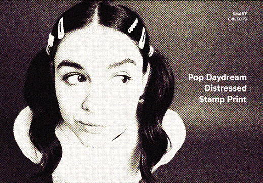 Black And White Pop Daydream Distressed Stamp Print Photo Effect