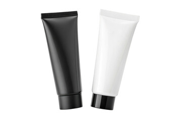 Two cosmetic tubes black and white isolated on transparent background