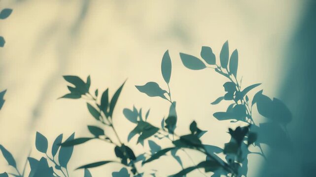 Organic plant branches casting delicate sunlit shadows and abstract leaf patterns across a soft textured surface, evoking calm, growth, and serene natural light ambiance