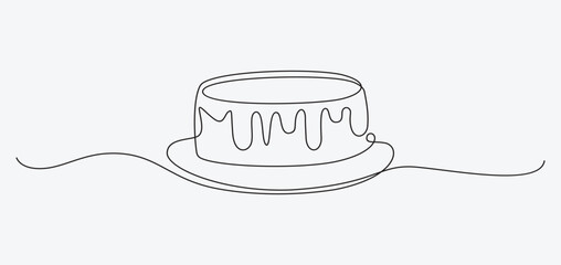 Birthday cake icon continuous one line drawing outline vector illustration