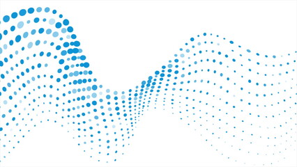 Bright blue minimal dotted wavy lines abstract background