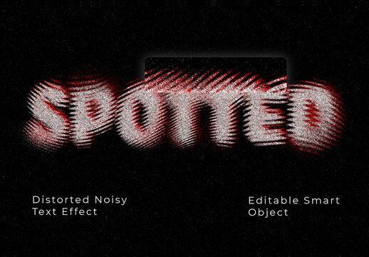 White and Red Distorted Noise Ripple Text Effect Halftone Analog Retro Font