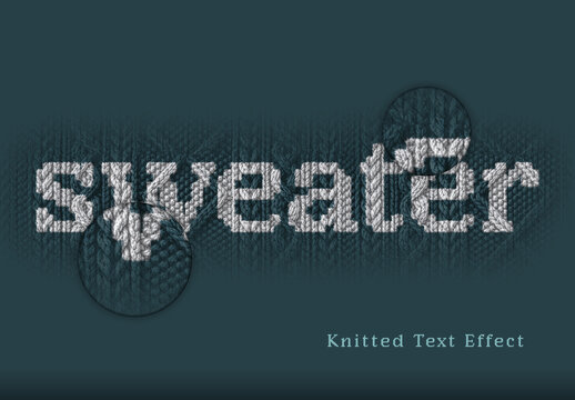 White Cozy Wool Knitted Sweater Text Effect Fabric Stitched Font