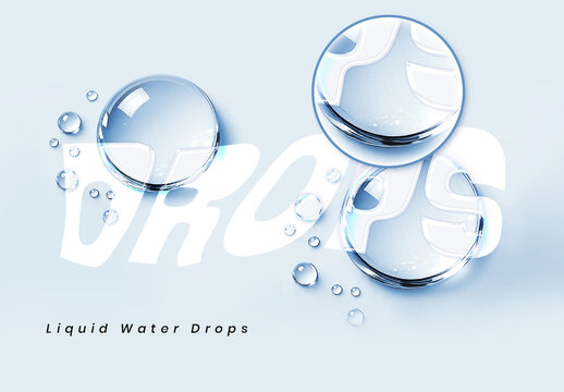 White Glossy Liquid Water Drops Text Effect Realistic Bubble Font