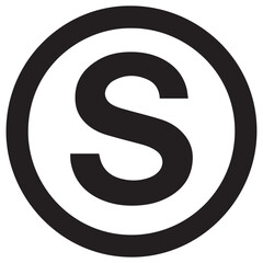 Clever black and white circular emblem logo with hidden letterform, modern startup branding using negative space design, flat vector isolated.