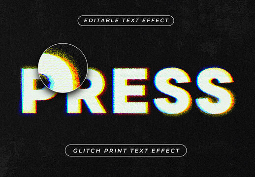 White RGB Glitch Print Text Effect Distortion Static Bold Font