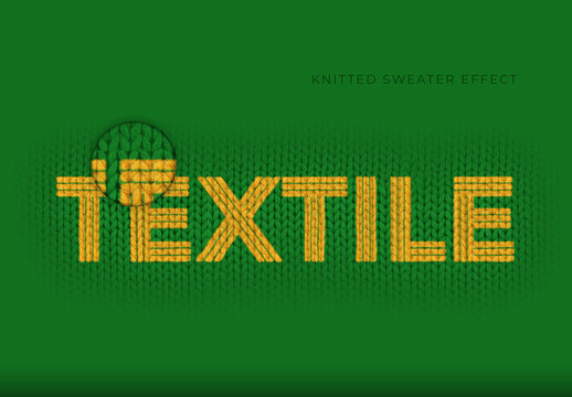 Yellow Knitted Sweater Thread Stitch Text Effect Knit Yarn Font