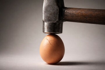 Cracked Egg Under Hammer Representing Extreme Pressure