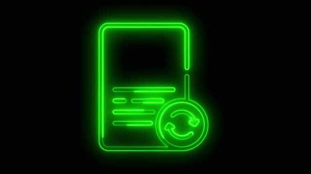 Document synchronization glowing neon line icon
