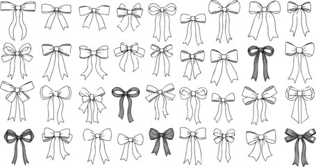 Obraz premium Collection of various ribbon bows in different styles and shapes