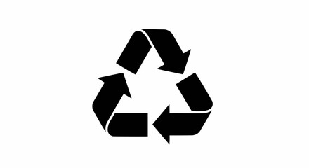 Fototapeta premium Black recycling symbol with bold arrows forming a circular shape on white