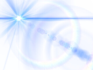 Blue Star Light Lens Flare with Radiant Rays