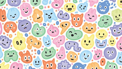Obraz premium Colorful cartoon faces pattern