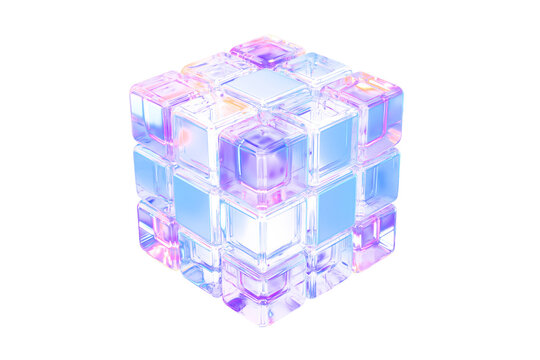 Holographic Glass Cube Composed of Smaller Cubes