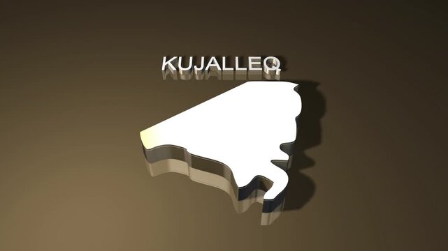 Greenland Kujalleq Municipality 3D Map Animation with golden texture