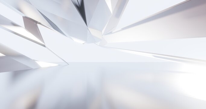 Futuristic abstract background crystal arched interior 3d render