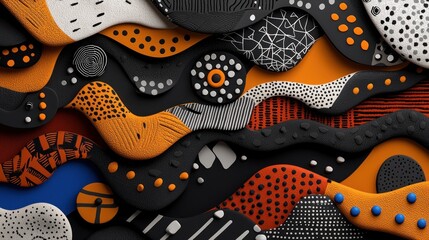 Obraz premium Abstract artwork of layered, organic shapes with varied textures, colors, and detailed patterns