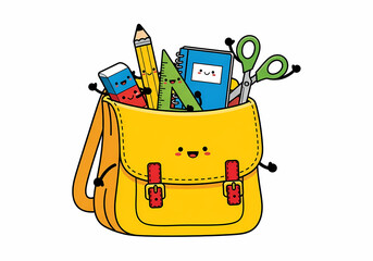 Obraz premium 学用品が賑やかに飛び出す