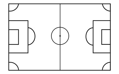 Clean Soccer Football Field Layout Diagram - Minimalist Line Art Vector © fawzy