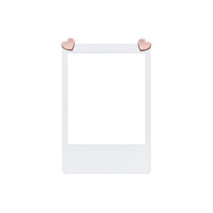 Blank photo frame with two rose gold heart clips